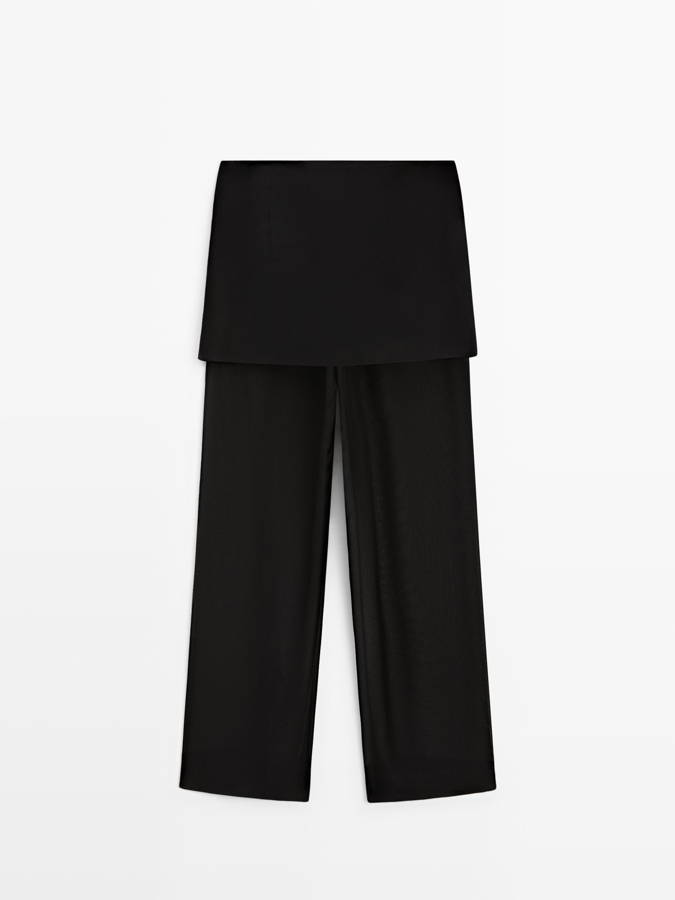 Pantalon fluide contrastant 100 % soie